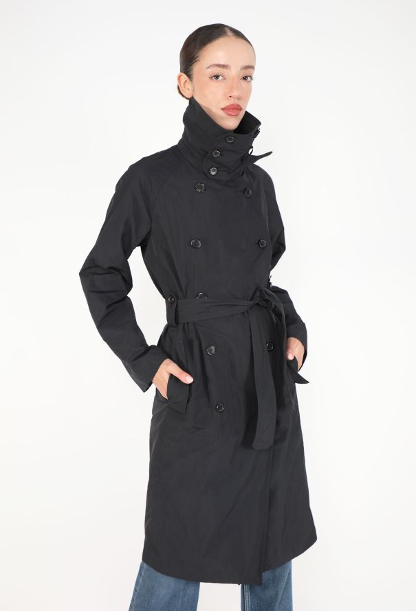 Saint Laurent High-Collar Belted Trench Coat - 1