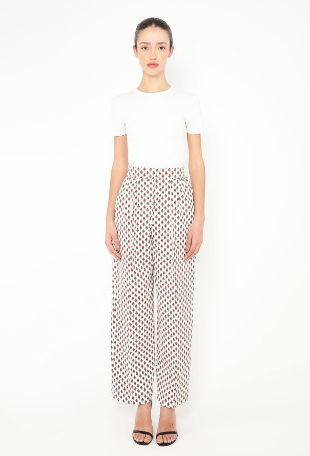 Saint Laurent S/S 1990 Floral Print Cotton Trousers - 3