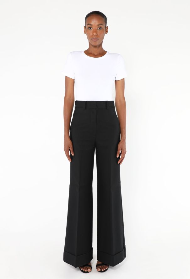 Khaite Wide-Leg Cuffed Trousers - 1