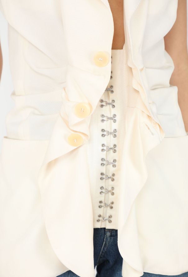 Jean Paul Gaultier 2005 Corset Ruffled Silk Blazer - 4