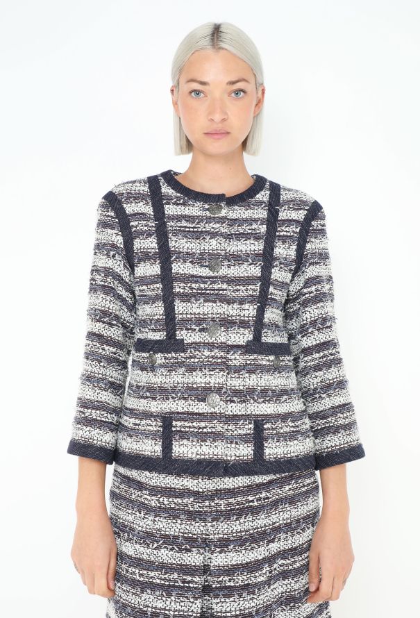 Chanel Striped Tweed Skirt Ensemble - 1