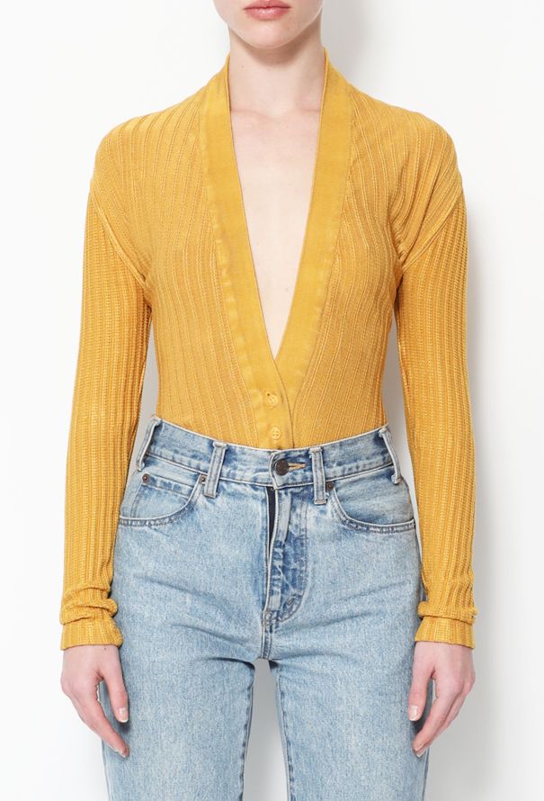 Louis Vuitton Ribbed Knit Crop Top Mustard. Size L0