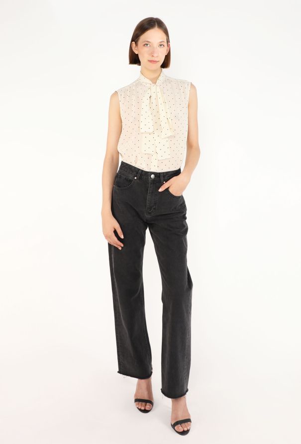 Céline Polka Dot Silk Lavallière Blouse - 2