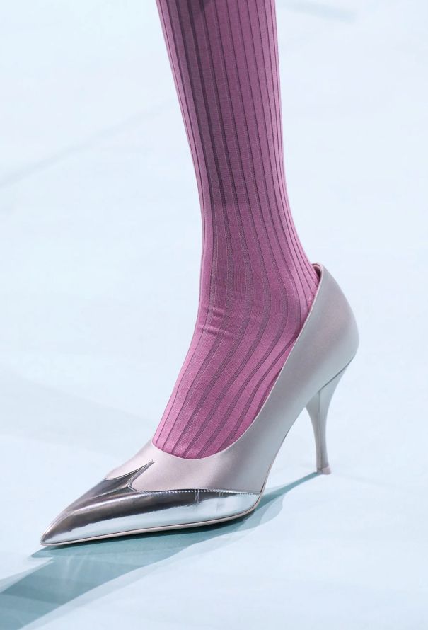 Prada S/S 2025 Metallic Cap Pumps - 2