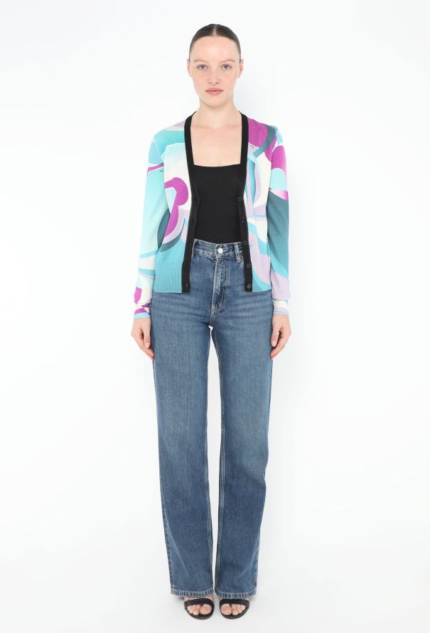 Emilio Pucci Abstract Silk Knit Cardigan - 3