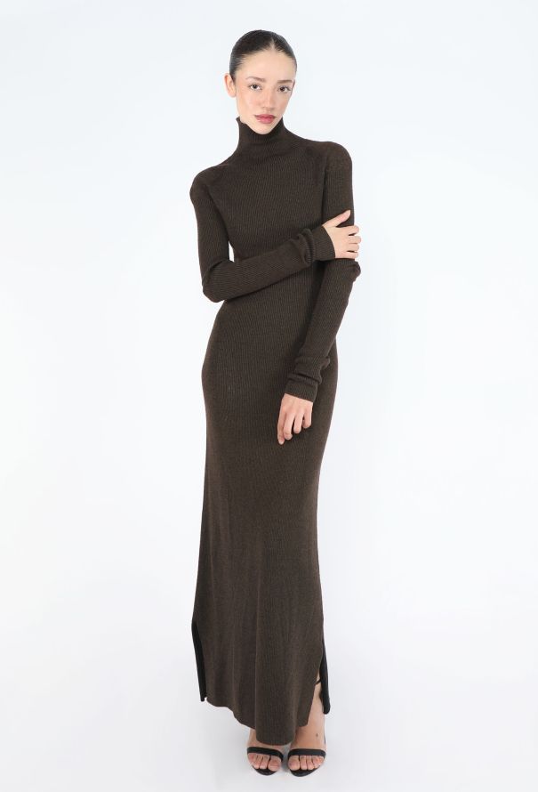 Céline Ribbed Turtleneck Maxi Dress - 5