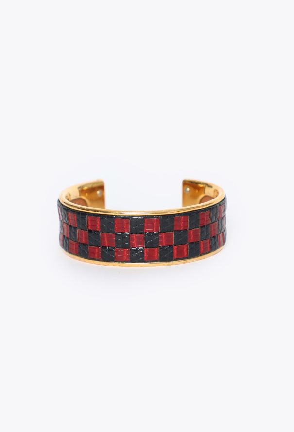 Hermès Vintage Checkered Leather Bracelet - 1