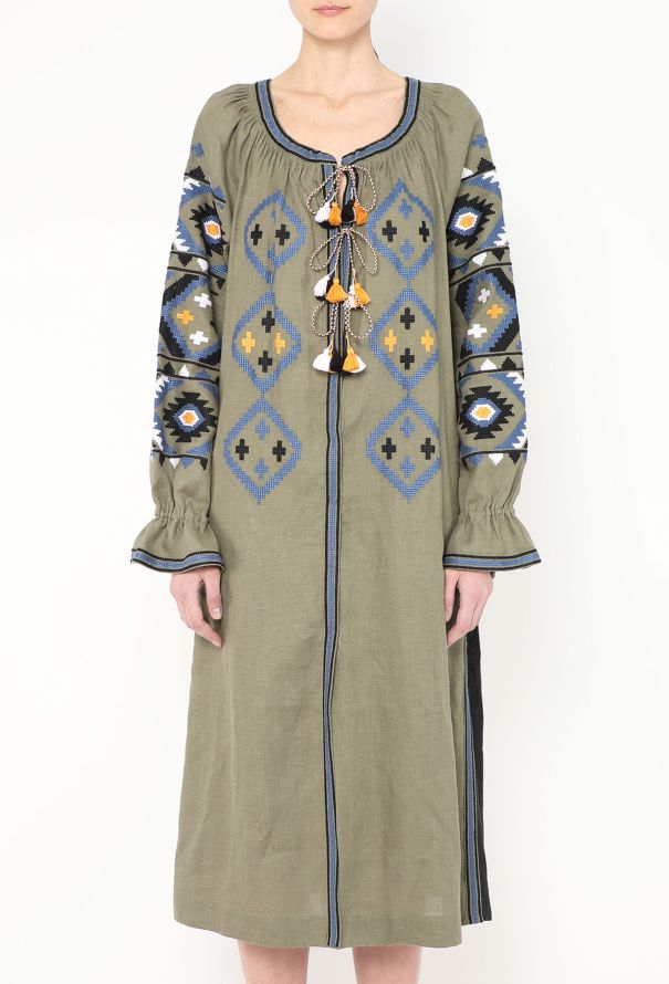 Vita Kin Embroidered Belted Linen Tassel Tunic - 2 Vita Kin Embroidered Belted Linen Tassel Tunic - 2