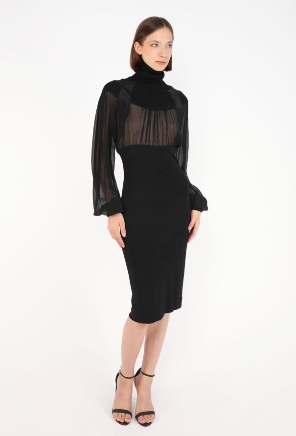 Gianfranco Ferré Chiffon Ribbed Dress, 1990s - 4