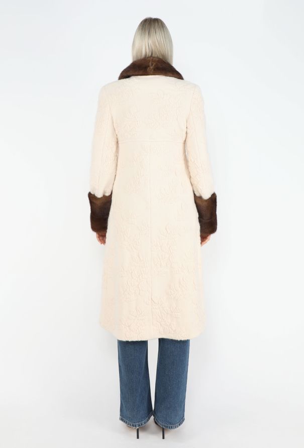 Valentino 2005 Jacquard Mink Fur Trim Coat - 6