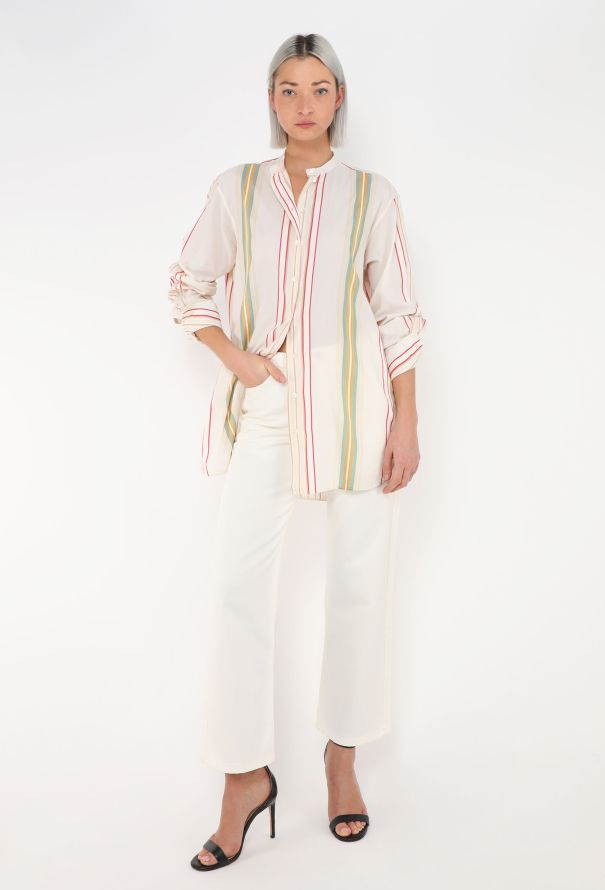Céline Striped Cotton Tunic Top - 3