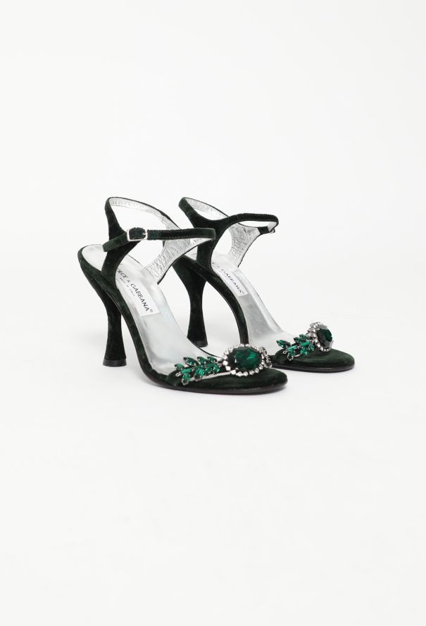 Dolce & Gabbana Jewel Embellished Velvet Sandals - 2