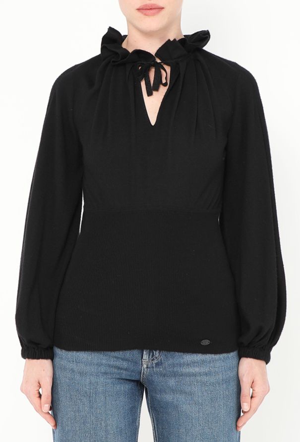 Chanel 2006 Ruffled Trim Cashmere Sweater - 1