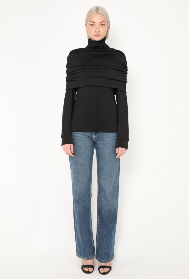 meer. 2024AW新作　NECK SLIT SHEER TOP  ブラック NECK SLIT SHEER TOP /BLK A514 - MEER.