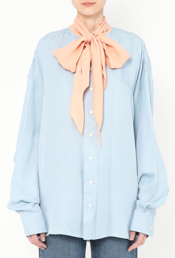 Céline Oversized Silk Lavallière Blouse - 1