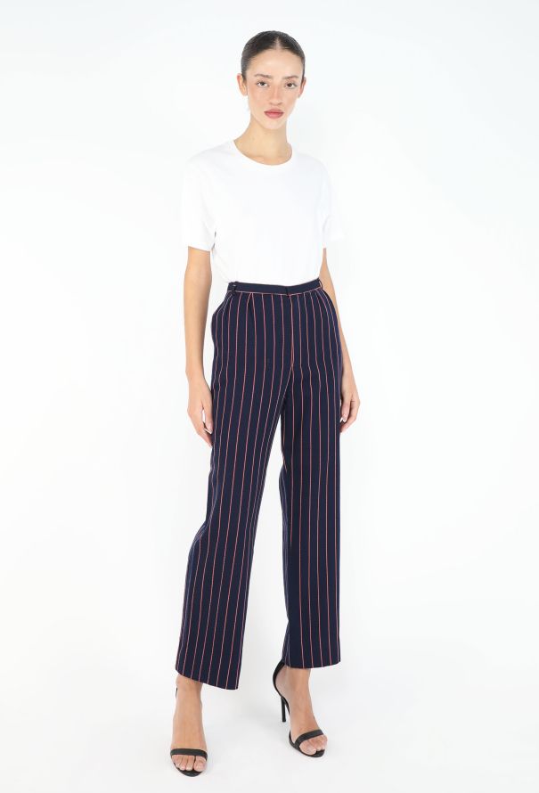 Saint Laurent Vintage Pinstripe High-Waisted Trousers - 1