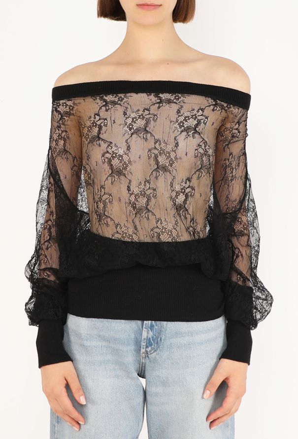 Jean Paul Gaultier Ribbed Lace Off-Shoulder Top - 4