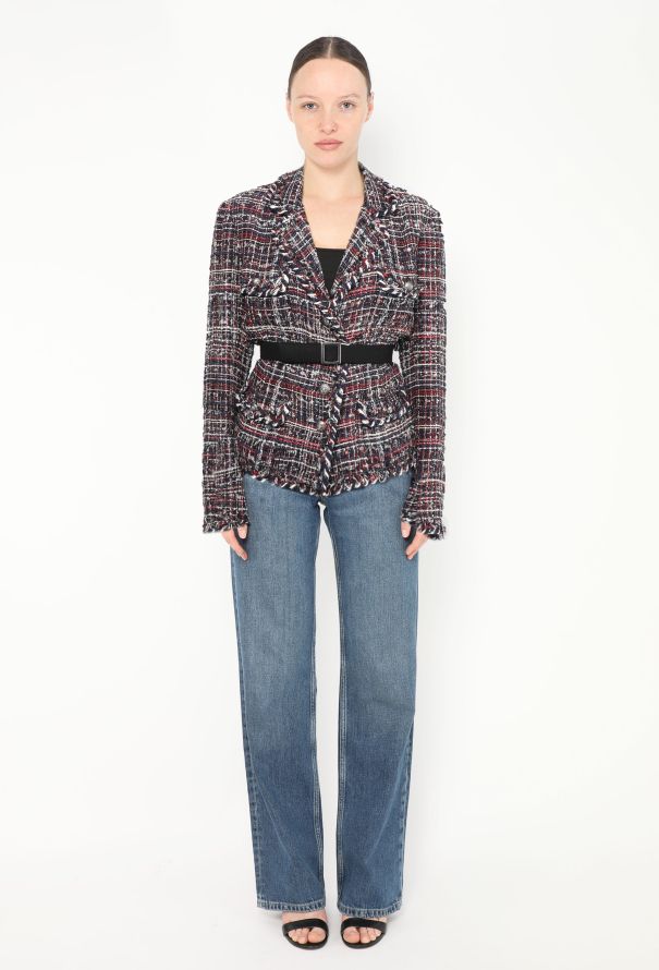 Chanel F/W 2008 Frayed Tweed Belted Jacket - 4 Chanel F/W 2008 Frayed Tweed Belted Jacket - 4