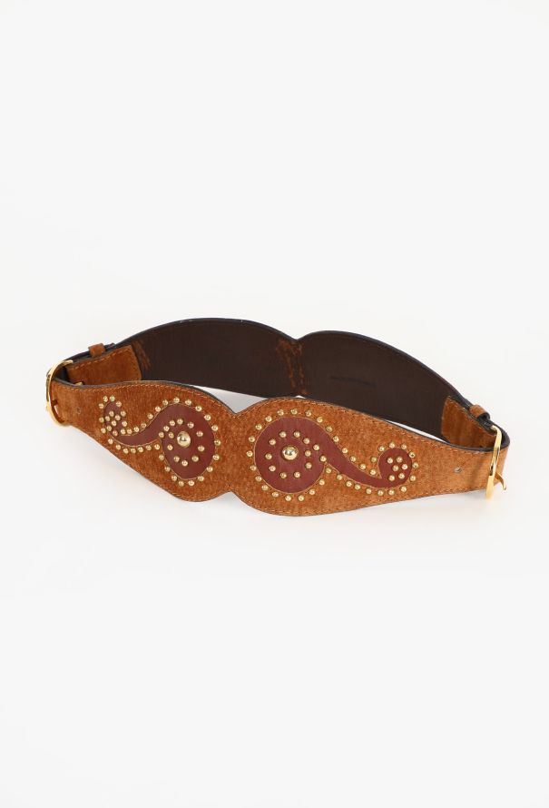 Saint Laurent Studded Suede Belt, Attributed to 1990s YSL - 3
