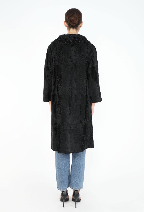 Prada Early 2000s Astrakhan Embroidered Coat - 7