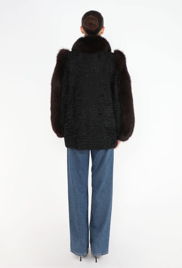 Astrakhan Fox Fur Trim Jacket - 5