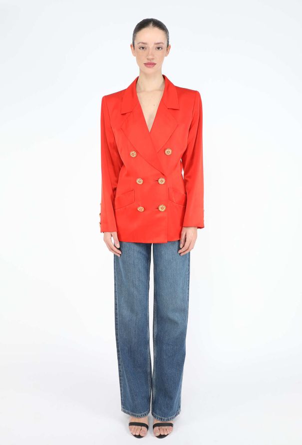 Saint Laurent F/W 1993 Silk Double-Breasted Blazer - 3