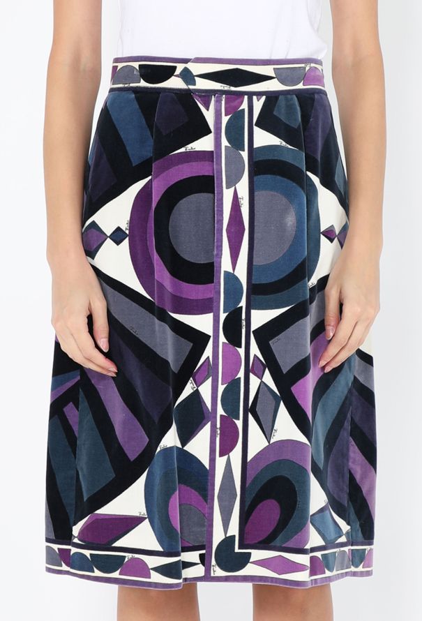 Emilio Pucci Printed Velvet Skirt, 1970s - 4