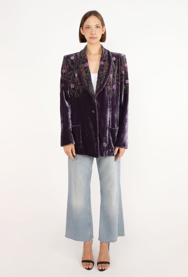 Emanuel Ungaro Beaded Velvet Blazer, Early 2000s - 3