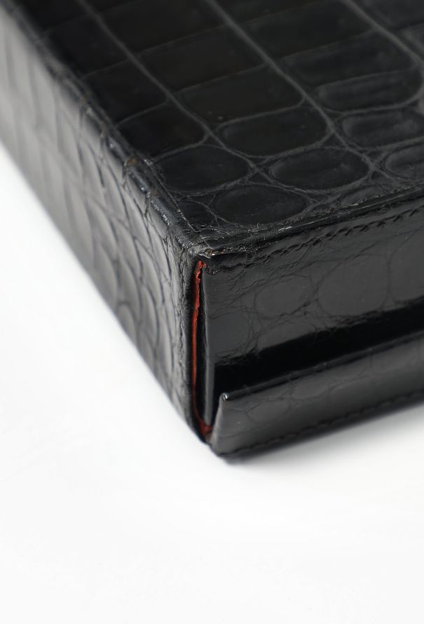 Hermès Rare '50s Black Porosus Toiletry Travel Case - 11