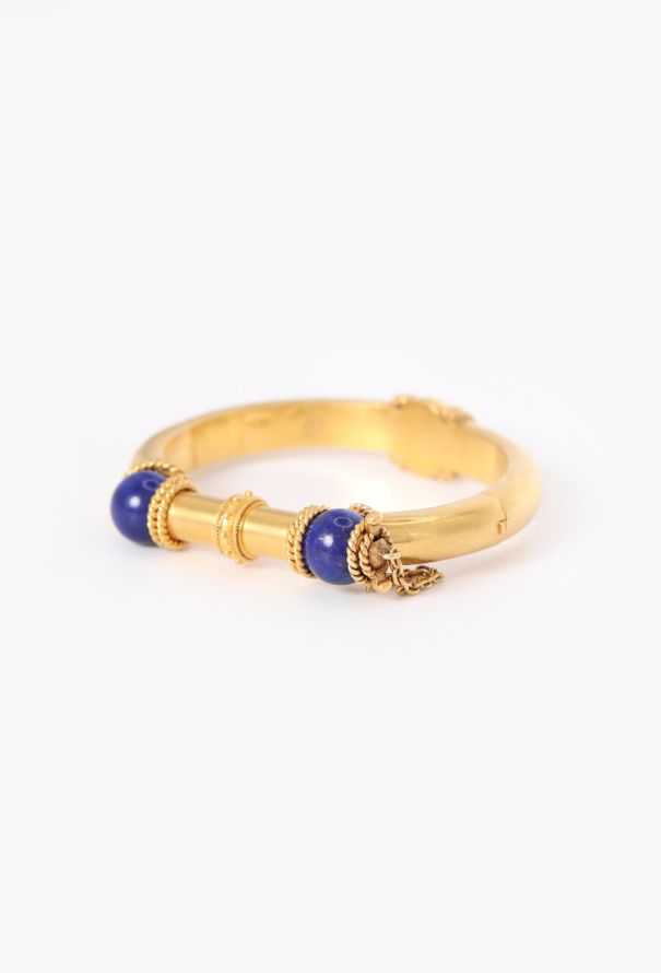 Vintage Fine Jewelry Antique 18k Yellow Gold & Lapis Lazuli Bangle - 3 Vintage Fine Jewelry Antique 18k Yellow Gold & Lapis Lazuli Bangle - 3