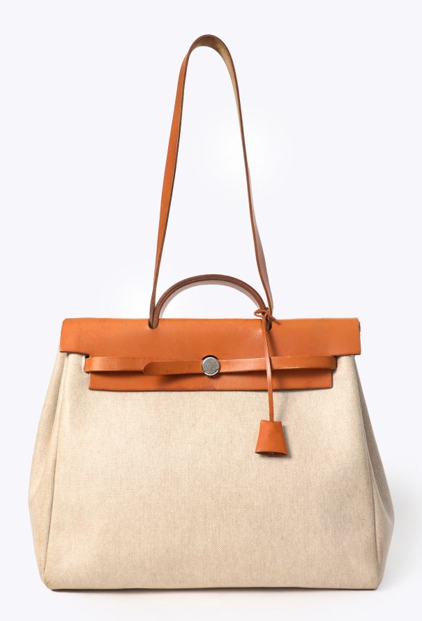 Hermès Vintage Toile & Vache Hunter 'Évolutionnaire' MM Herbag - 1