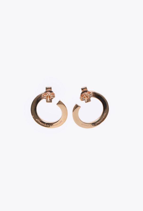 Tiffany & Co 18k Rose Gold & Diamond T1 Open Hoop Earrings - 7