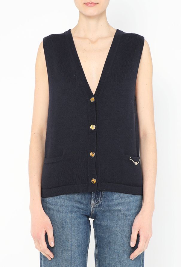 ベスト・ジレ CELINE  Triomphe Cashmere Vest with Woven Inlay CELINE(セリーヌ) ベスト・ジレ(メンズ) - 海外通販のBUYMA
