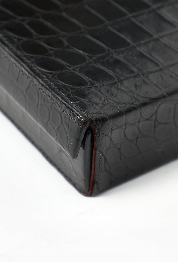 Hermès Rare '50s Black Porosus Toiletry Travel Case - 10