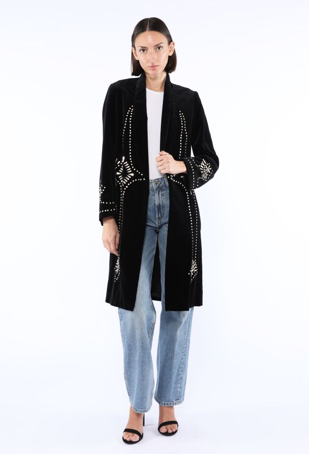 Dries Van Noten Velvet Embellished Belted Coat, F/W 2016 - 4