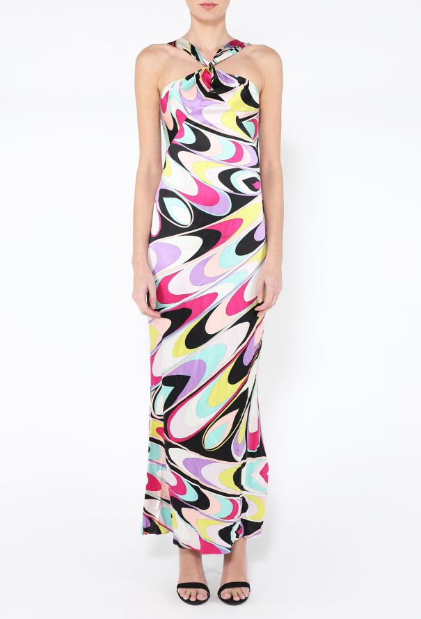 Emilio Pucci 2005 Silk Printed Halter Gown - 3
