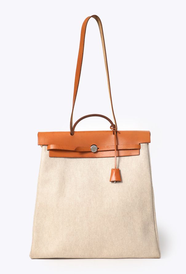 Hermès Vintage Toile & Vache Hunter 'Évolutionnaire' MM Herbag - 2