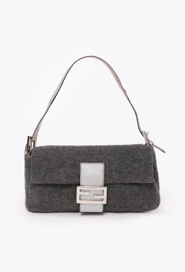 Fendi Vintage Cashmere & Lizard Baguette Bag - 1