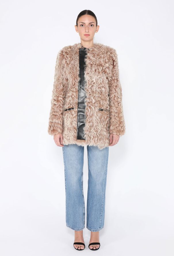 Balenciaga Shearling Leather Trim Coat - 4