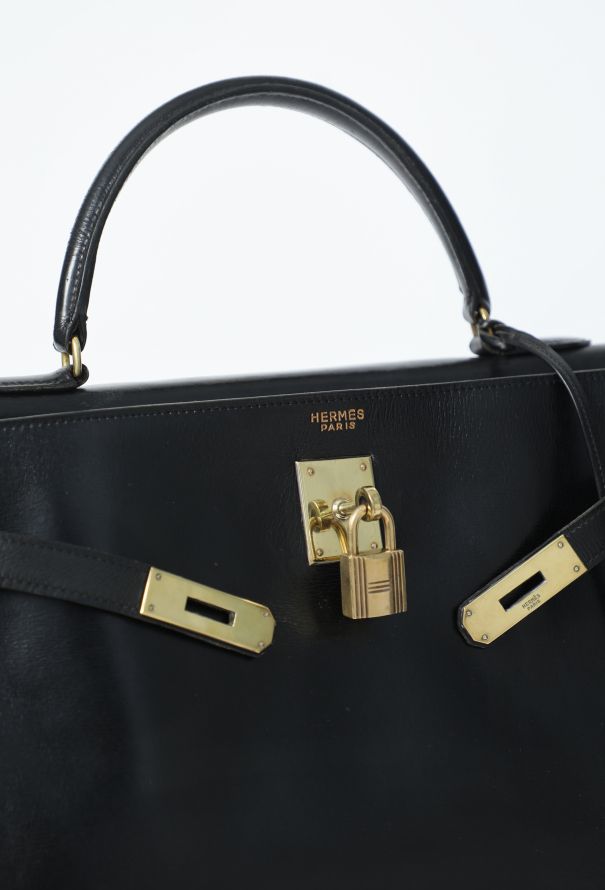 Hermès Vintage Black Box Kelly Retourné 35 - 12