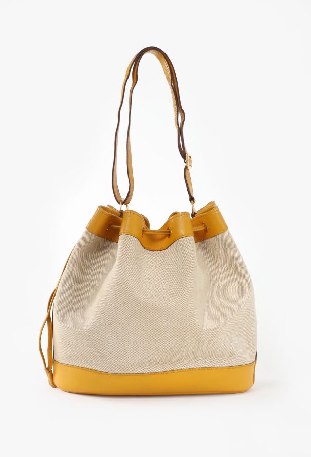 Hermès '90s Toile H & Jaune d'Or Courchevel Market Bag - 5
