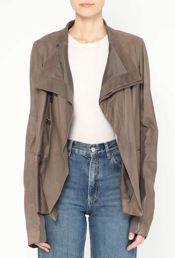 Rick Owens Asymmetrical Calfskin Jacket - 4