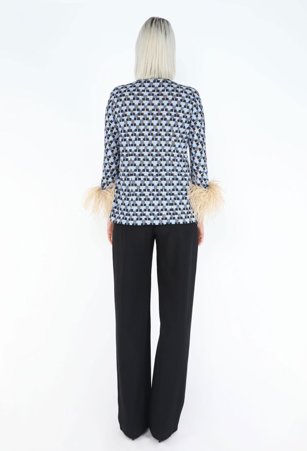 Prada S/S 2017 Graphic Ostrich Feather Top - 6