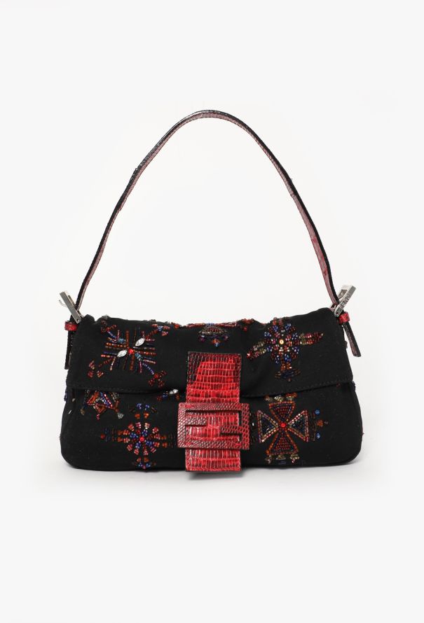 Fendi Lizard Embellished Baguette Bag - 1