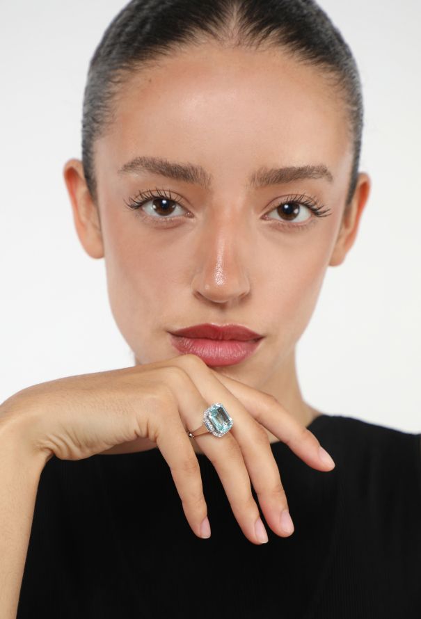 Vintage Fine Jewelry Exquisite 1930s Platinum & Aquamarine Ring - 6