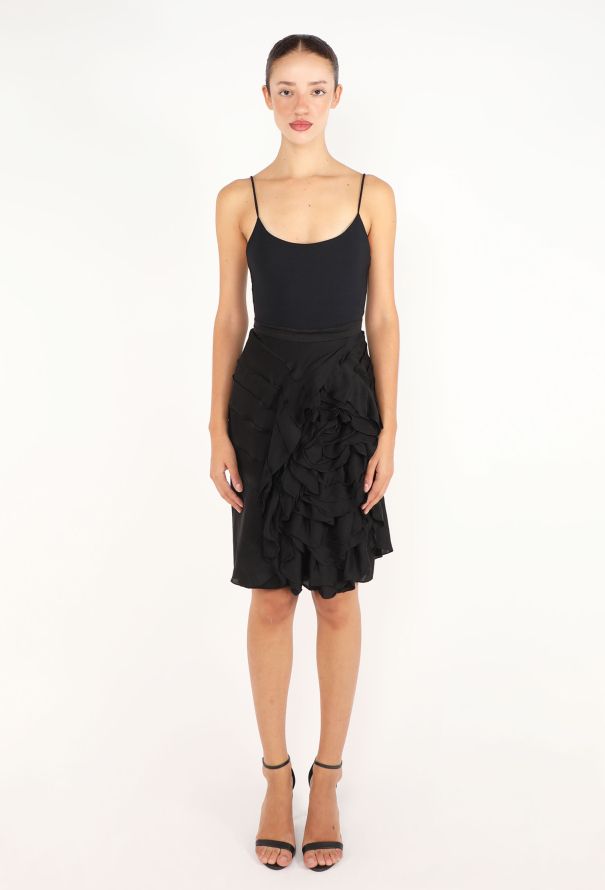 Saint Laurent Draped Rose Silk Skirt, S/S 2003 - 2
