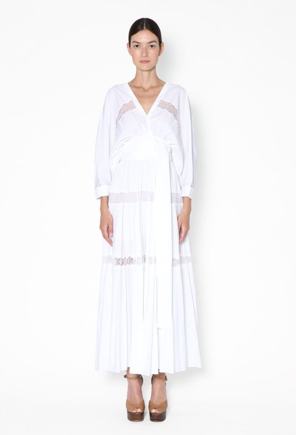 Elie Saab S/S 2021 Pleated Lace Trim Dress - 1