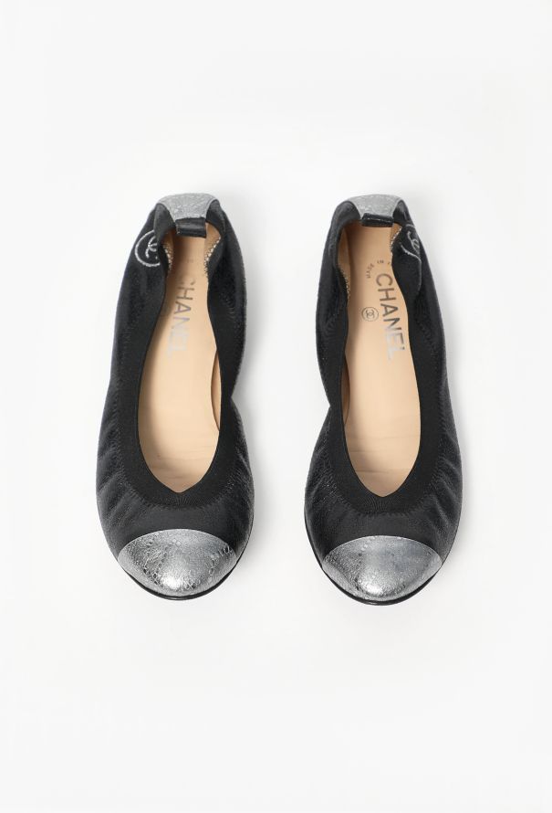 Chanel 2008 Metallic Trim 'CC' Ballerinas - 2