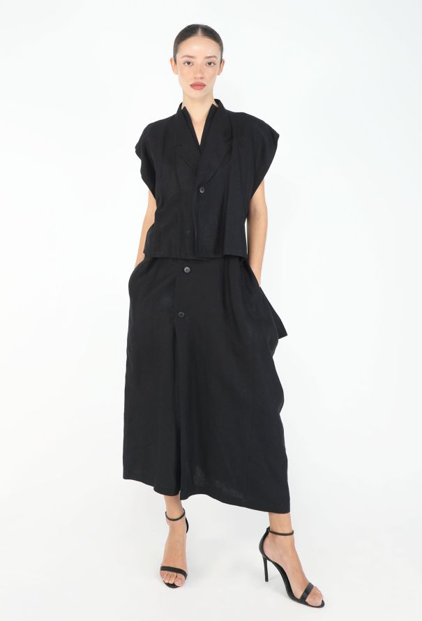 Yohji Yamamoto '80s Trompe l'Œil Linen Vest Dress - 2