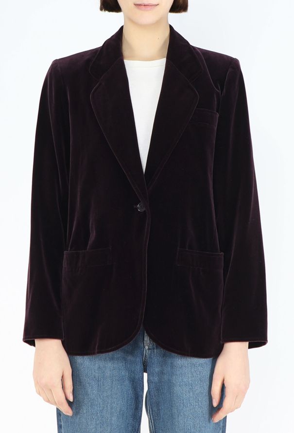 Saint Laurent '70s Burgundy Velvet Blazer - 1
